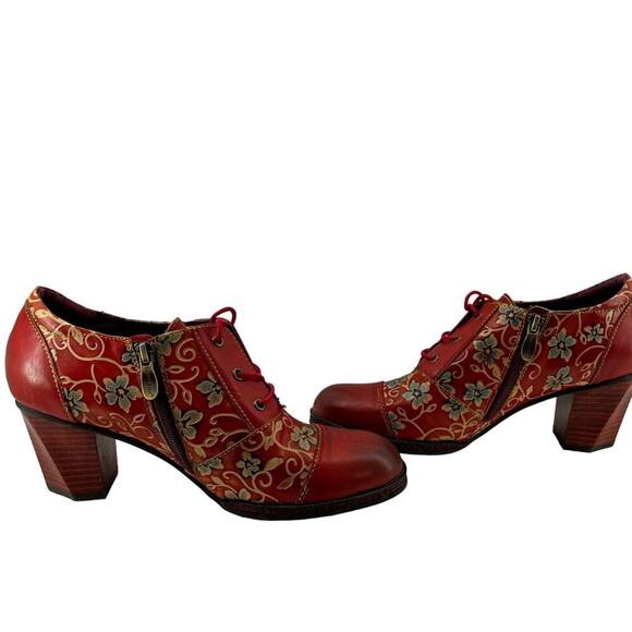L'Artiste Heeled Lace Up Red Shoe Octavius Womens Size 41 - Picture 10 of 10